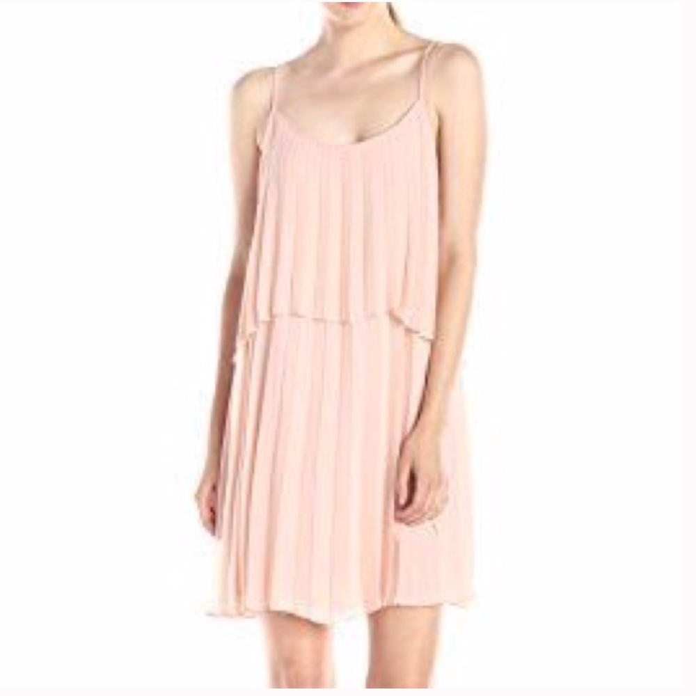 BCBG SUNBURST PLEATED DRESS in ROSE SMOKE